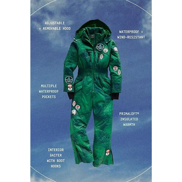 Free People All Prepped Patch Ski Suit Size Small Green $798 - Picture 3 of 14